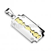 316L Stainless Steel 2 Tone Gold Centered Blade Pendant
