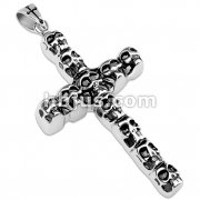 Stainless Steel Skull Stacked Cross Pendant