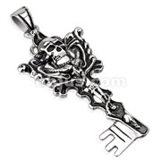 Stainless Steel Skull Key to Heaven Pendant
