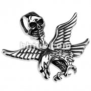 Stainless Steel Skull Clasp with Fierce Eagle Pendant