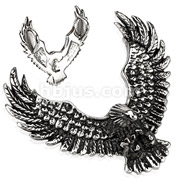 Stainless Steel Flying Hunter Eagle Pedant with Two Slots for Chains