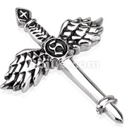 Stainless Steel Fallen Angel S Sealed Justice Sword Pendant