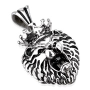 Stainless Steel Crowned Royal Lion Pendant