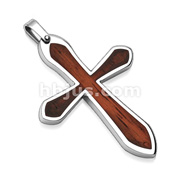 316L Stainless Steel Pendant.  Brown Cross