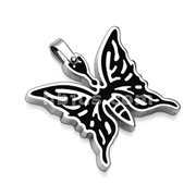316L Stainless Steel Pendant. Black Butterfly