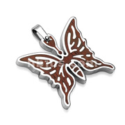 316L Stainless Steel Pendant.  Brown Butterfly