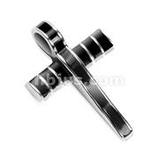 316L Stainless Steel Cross Pendant with Epoxy Coated Black Vertical Lines