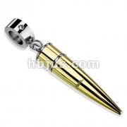 316L Stainless Steel Gold Plated Bullet Pendant with CZ on Ring