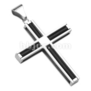 X-Large Stainless Steel Coil Center Cross Pendant