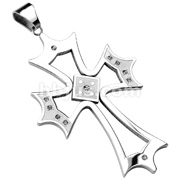 X-Large Stainless Steel Multi Gemmed Gothic Cross Pendant