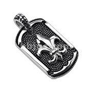 316L Stainless Steel Fleur De Lis Dog Tag Pendant