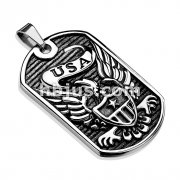 Stainless Steel USA Signature Eagle Badge Cast Dog Tag Pendant