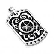 Stainless Steel Star with Middle Star Cast Dog Tag Pendant