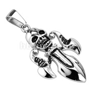 316L Stainless Steel Death of Fleur De Lis Skull Pendant
