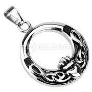 316L Stainless Steel Crown Heart Loop Pendant