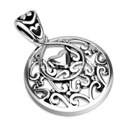 Stainless Steel Heart Drop with Swirls Hollow Pendant