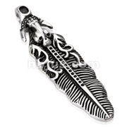 Stainless Steel Skull Eagle Feather Pendant