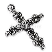 Stainless Steel Skull Clustered Cross Pendant