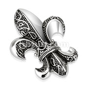 Stainless Steel Jester King Royal Fleur De Lis Pendant