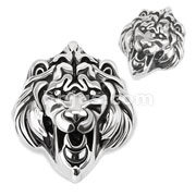 Stainless Steel Roaring Lion Head Pendant