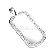 Large Size 316L Stainless Steel Gem Paved Dog Tag