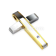 316L Stainless Steel Gold IP Cross with CZ Pendant