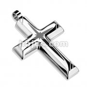 316L Stainless Steel with Black PVD Star Centered Cross Pendant