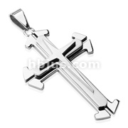 Stainless Steel Three Trier Concept Cross Pendant