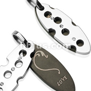 Stainless Steel Double Surf Board Love Pendant