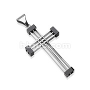 316L Stainless Steel Triple Line IP Black Square Edge Cross Pendant