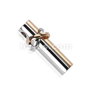 Stainless Steel 2 Tone Half IP Gold Cylinder with Cosmic Double Ring Pendant