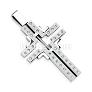 Stainless Steel Gem Paved Cross Pendant