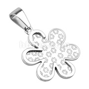 316L Stainless Steel Flower Pattern Engraved Flower Pendant