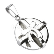 316L Stainless Steel Bow Tie Ribbon 3D Round Pendant