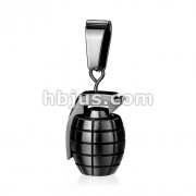 316L Stainless Steel Black IP Hand Grenade Pendant