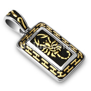 316L Stainless Steel Gold IP Scorpion Tribal Tag Pendant