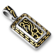 316L Stainless Steel Gold IP Tribal Symbol Tag Pendant
