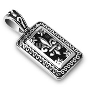 316L Stainless Steel Royal Fleur De Lis Tag Pendant