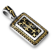 316L Stainless Steel Gold IP Royal Cross Tag Pendant