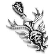 Stainless Steel Ablazed Throne of Skull Pendant