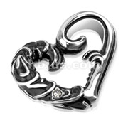 Stainless Steel Half Vine Casted Heart with Small Gem Pendant