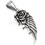 Stainless Steel Rose of Angel Wings Pendant