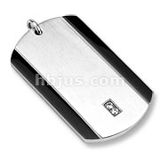 Stainless Steel Double Gem with Black Side Lines Pendant