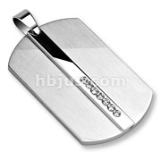 Stainless Steel Middle Line of Clear CZ Dog Tag