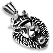 Stainless Steel Crowned Lion Pendant