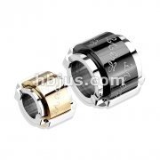 Pair of Stainless Steel Duo Tone with Love Laser Etched Round Couple Pendants