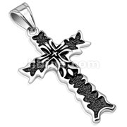 Stainless Steel Double Cross Flame Pendant
