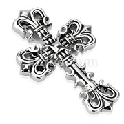 Stainless Steel Decorative Fleur De Lis Cross Pendant 