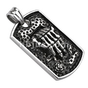 316L Stainless Steel Grave Skeleton Hand Cast Dog Tag Pendant