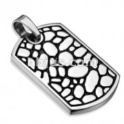 316L Stainless Steel Pebble Rock Pattern Cast Dog Tag Pendant